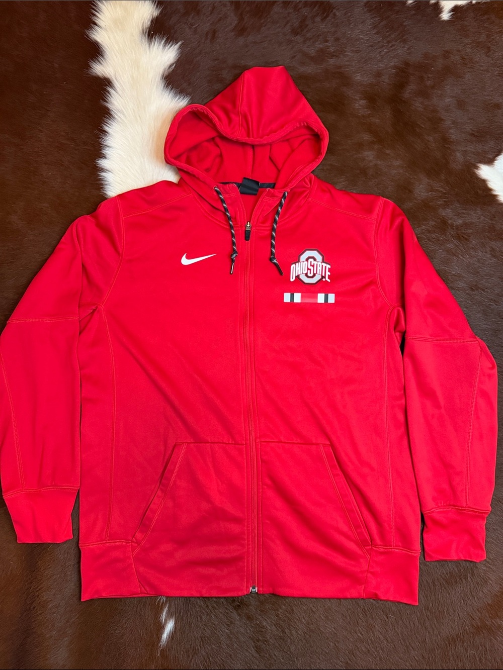 Nike Ohio State Buckeyes Therma-FIT Performance Full-Zip Hoodie Red Sz L